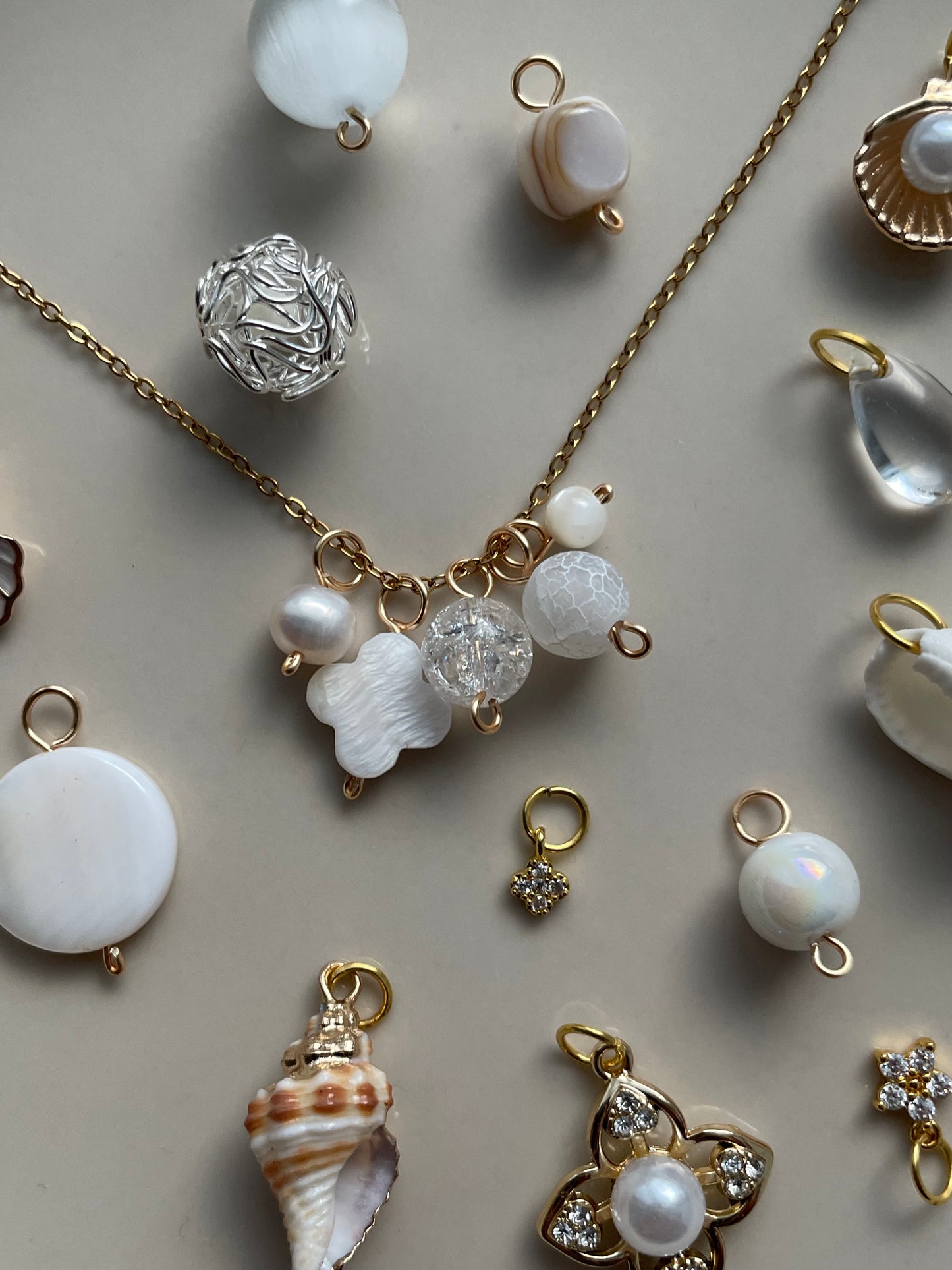 Tiny Shell Stone Charm for earrings/necklace