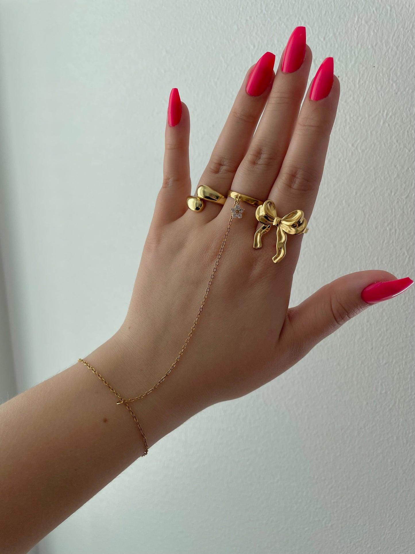Hand Chain Bracelet, Stainless steel, golden