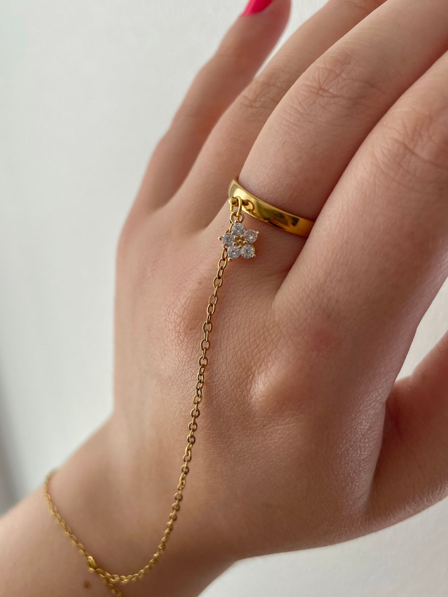 Hand Chain Bracelet, Stainless steel, golden