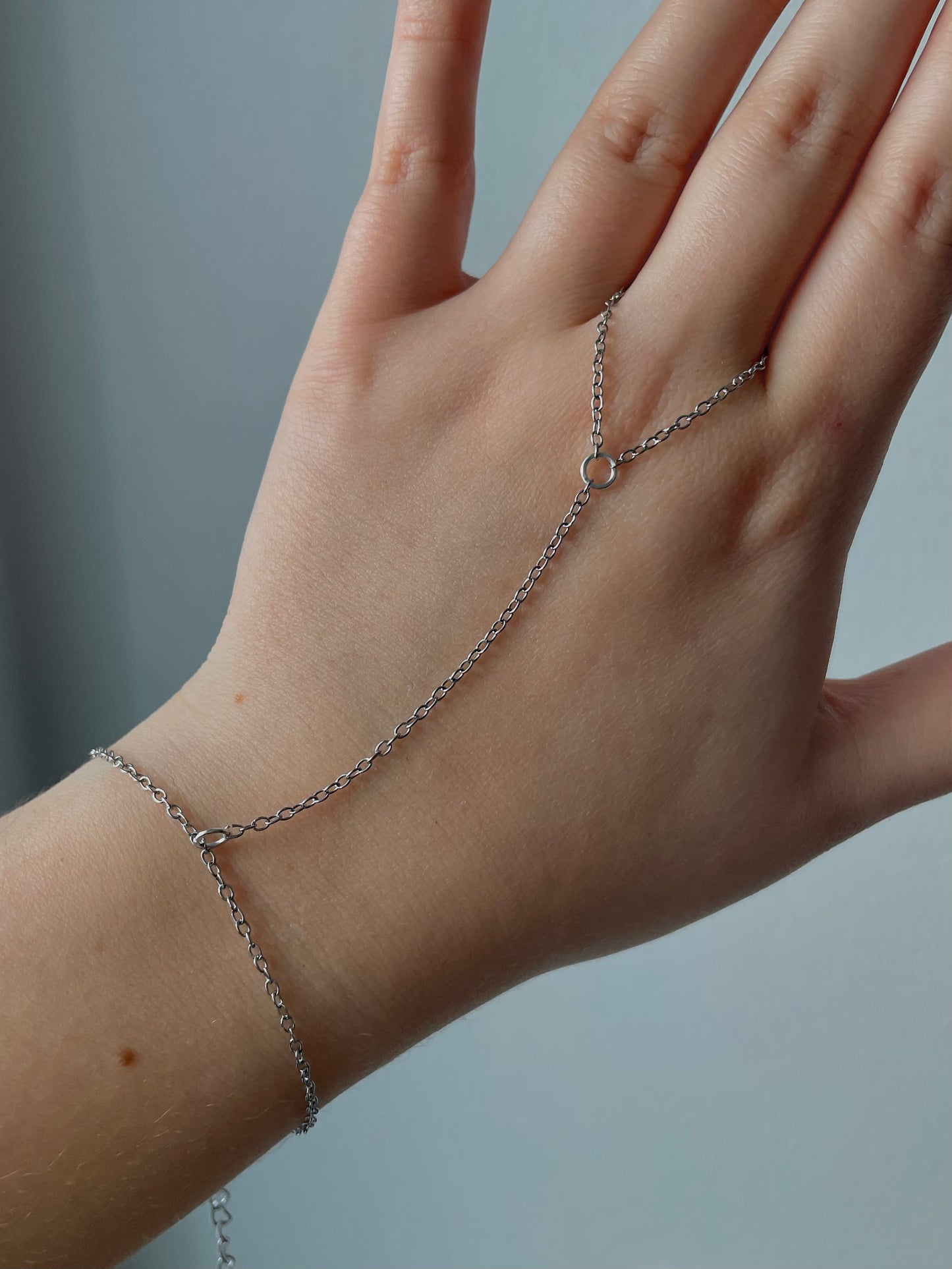Hand Chain Bracelet, Stainless steel, silver