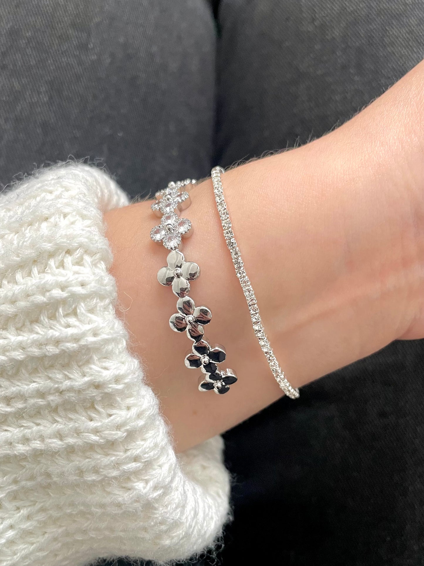 2x bracelet set, silvery