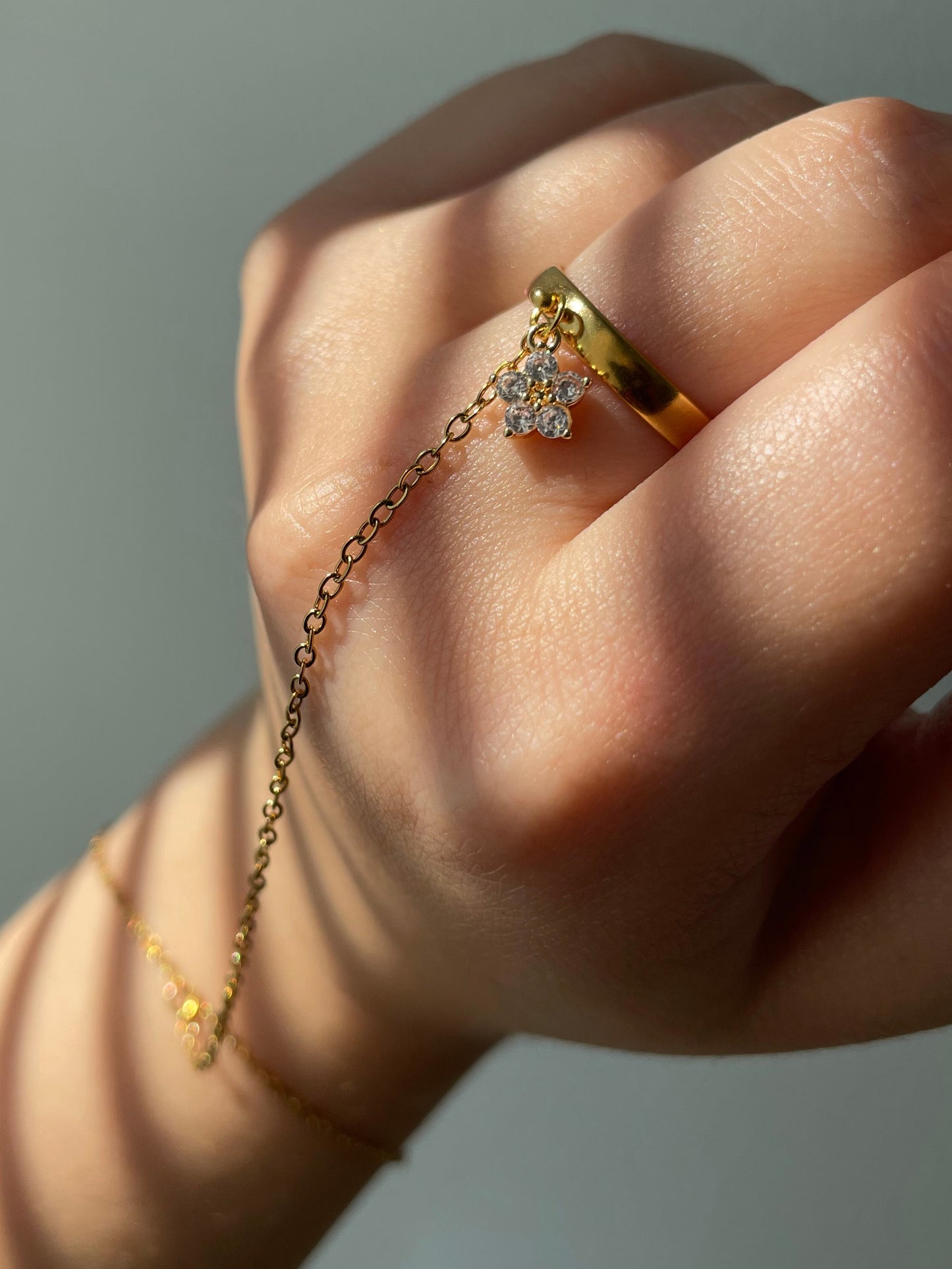Hand Chain Bracelet, Stainless steel, golden