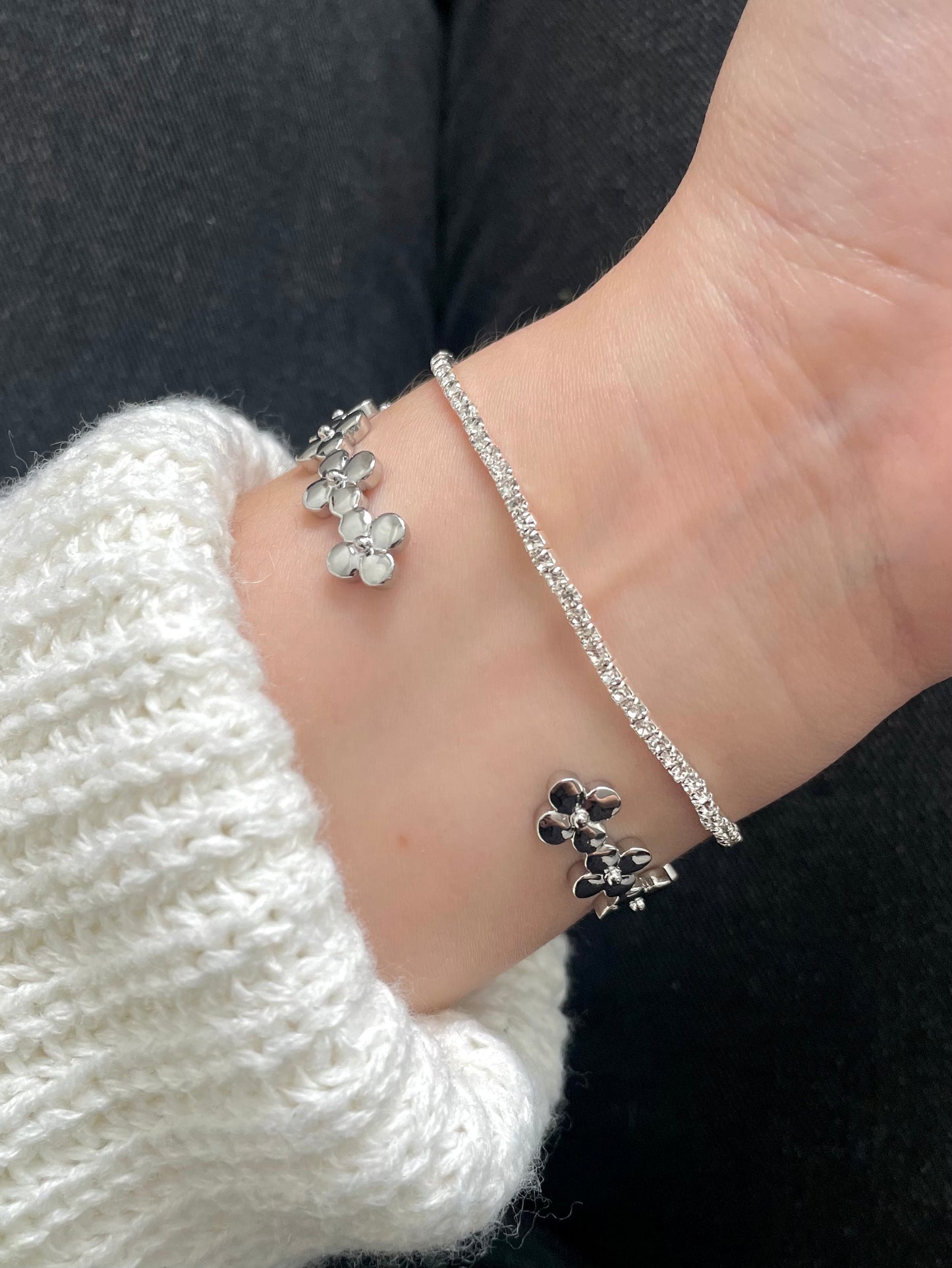 2x bracelet set, silvery