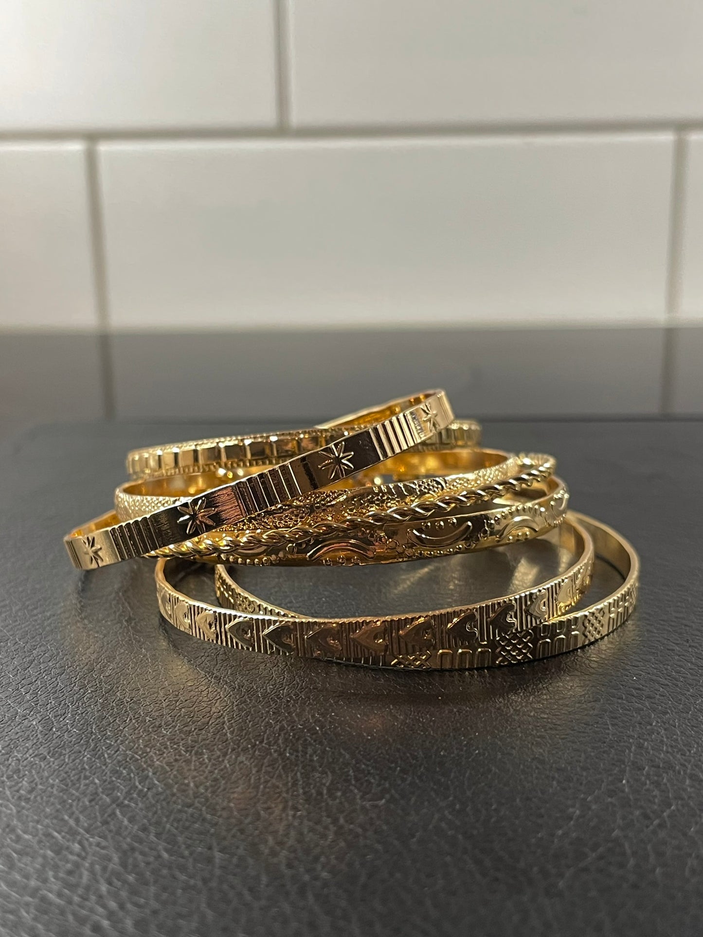 7 pcs Gold Bangle Set, Stack cuff bracelet, everyday jewelry, layering bracelets, mix and match