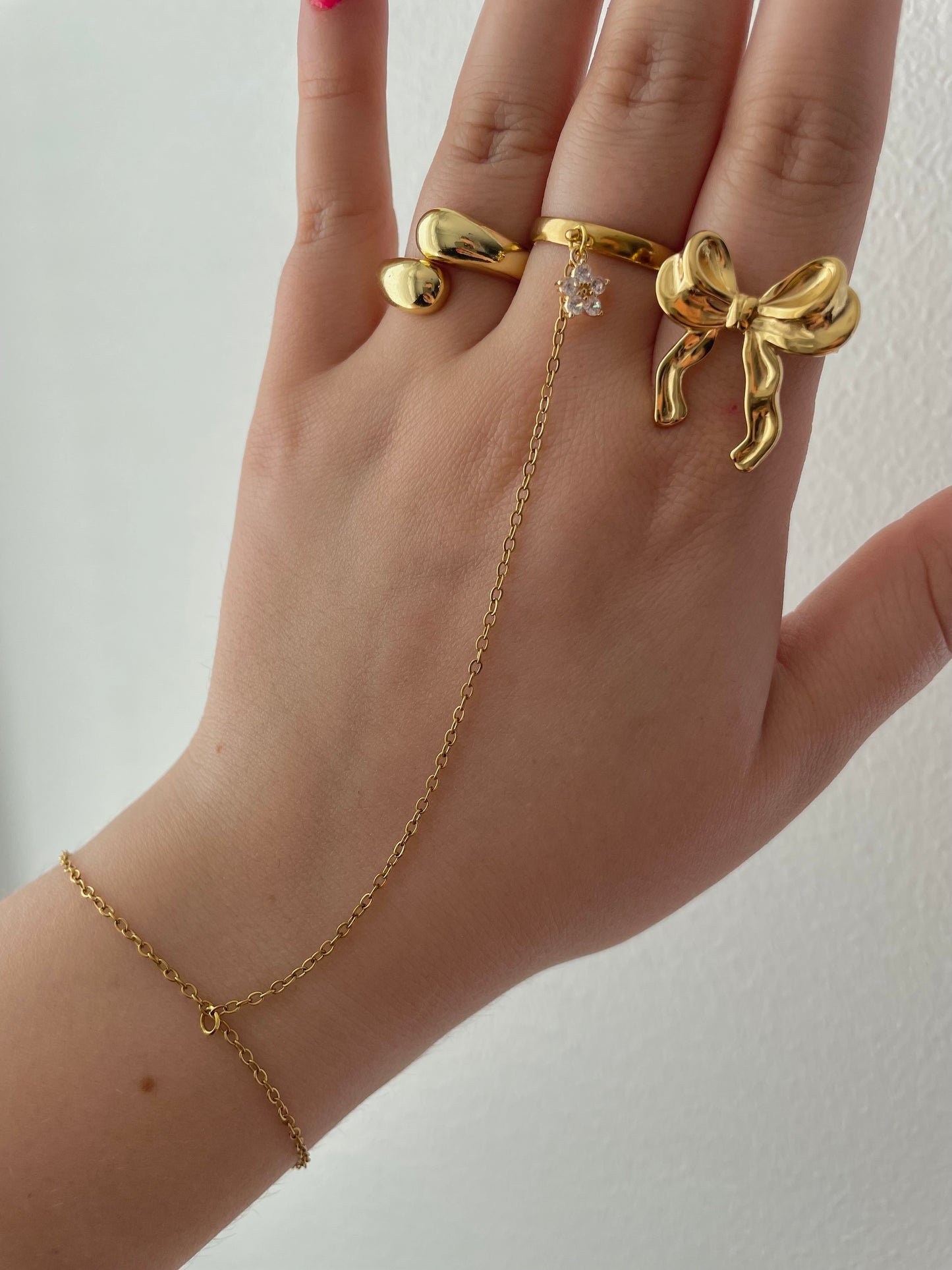 Hand Chain Bracelet, Stainless steel, golden