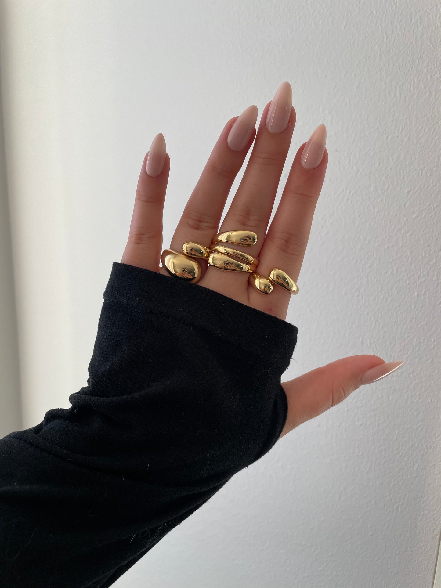 Adjustable Gold jewelry set, Irregular unique design Y2K stacking rings, Stainless steel