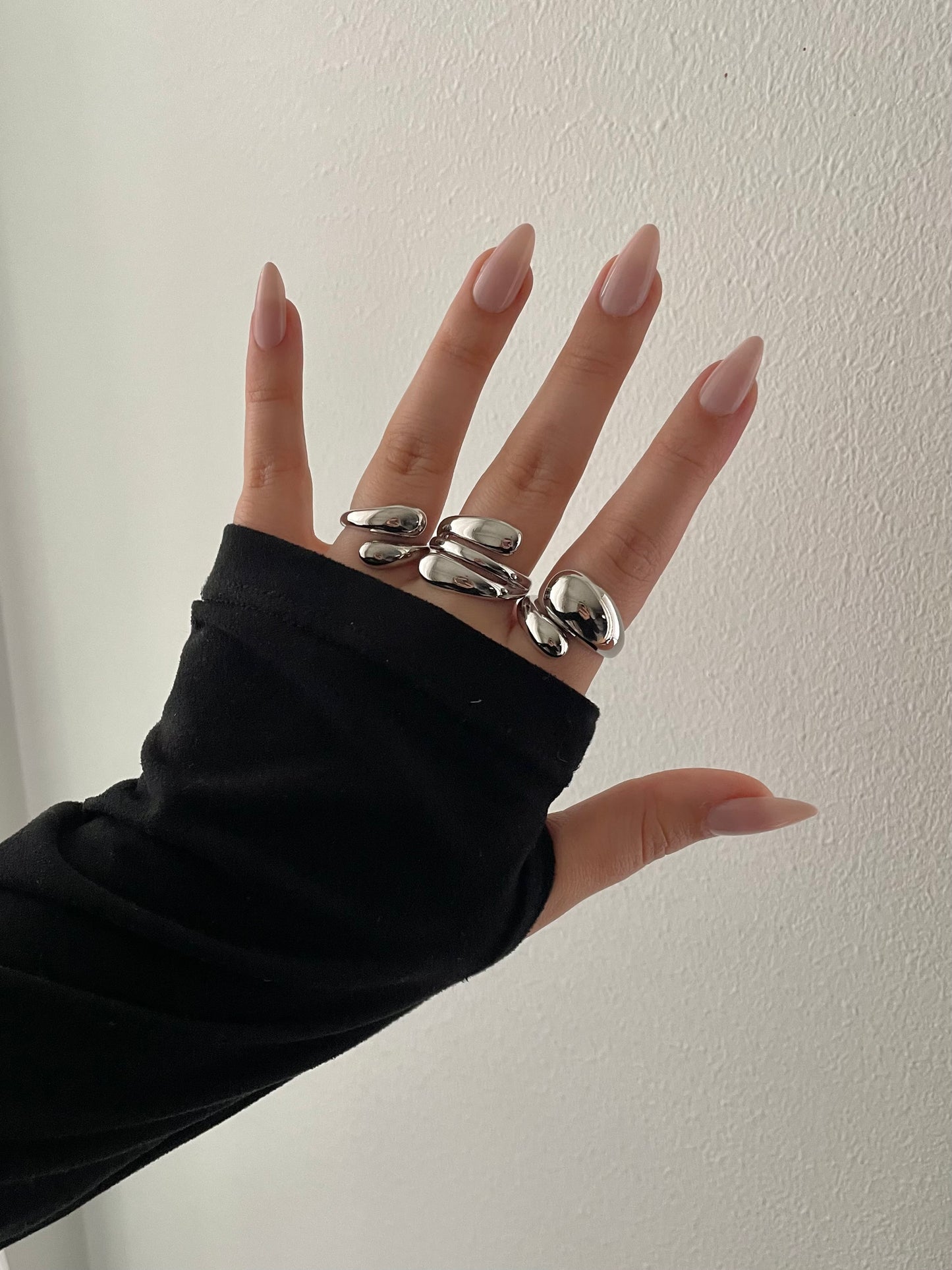 Adjustable Silvery jewelry set, Irregular unique design Y2K stacking rings, Stainless steel