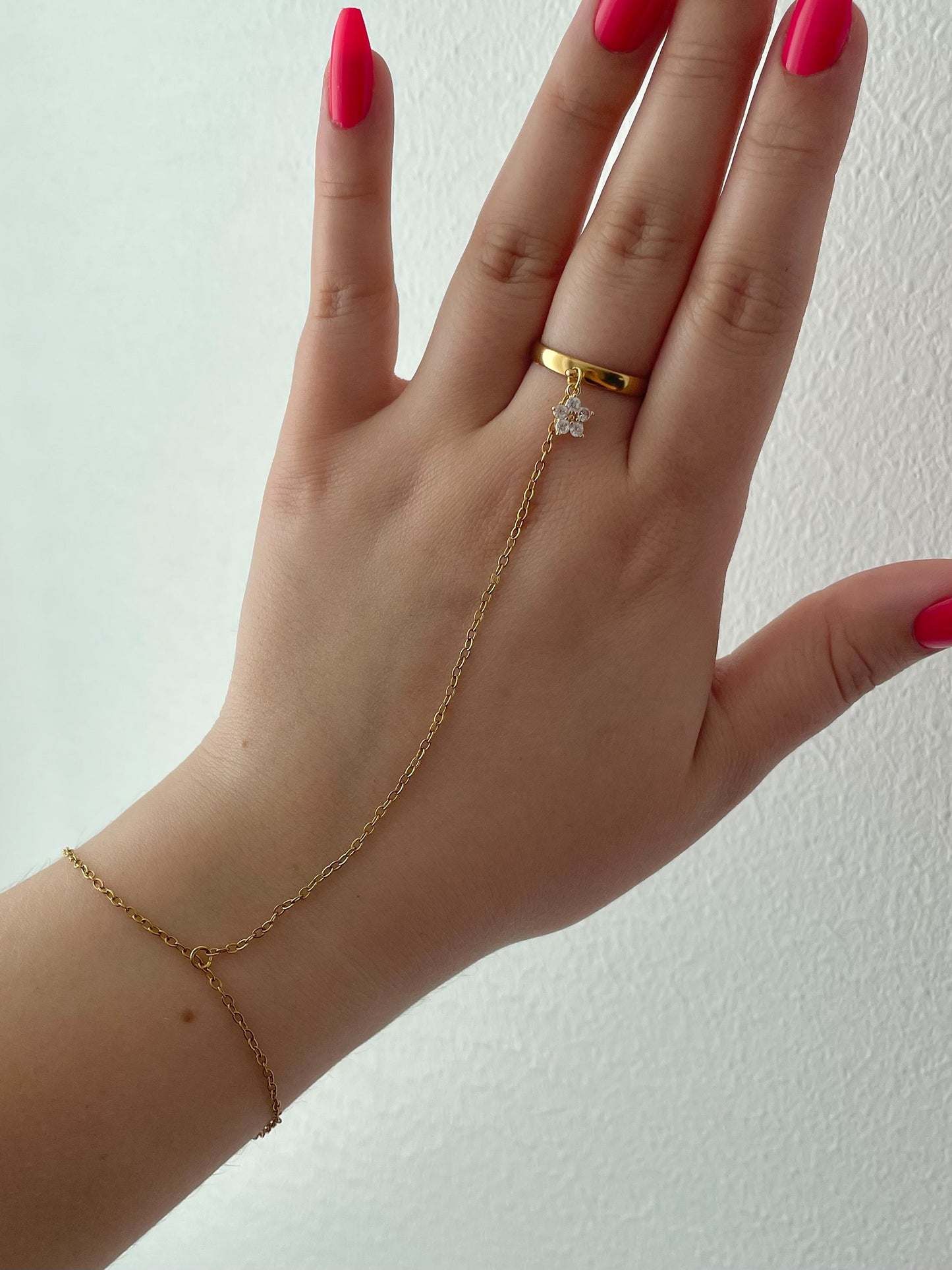 Hand Chain Bracelet, Stainless steel, golden