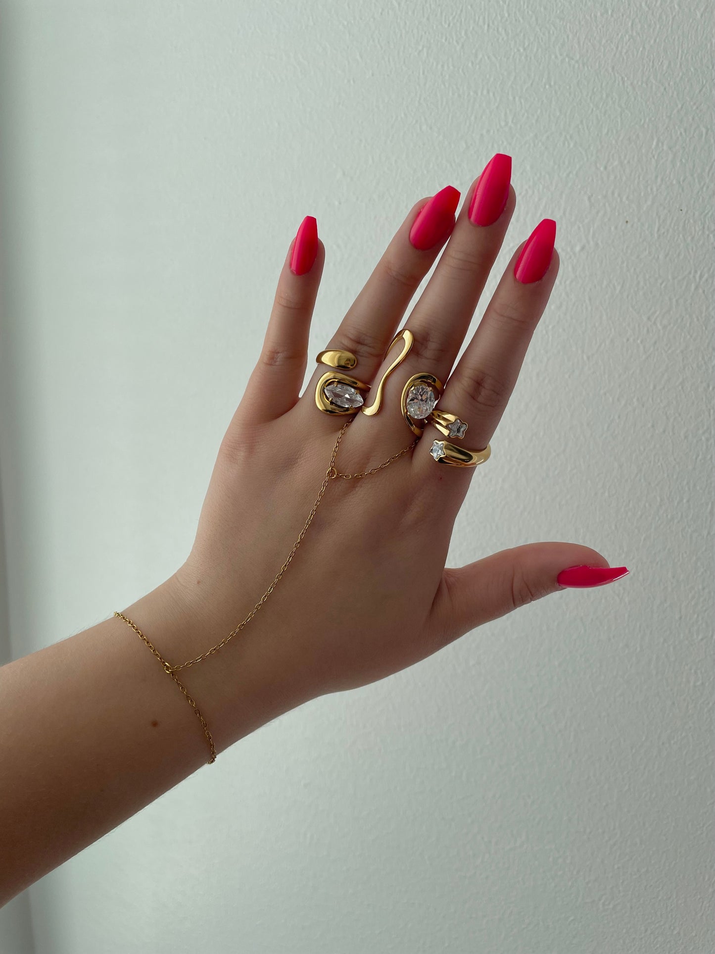 Hand Chain Bracelet, Stainless steel, golden