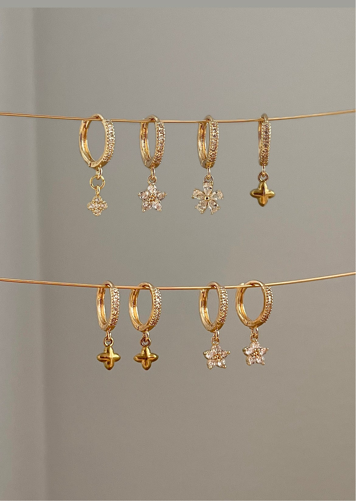 2x pairs of earrings, dainty charms