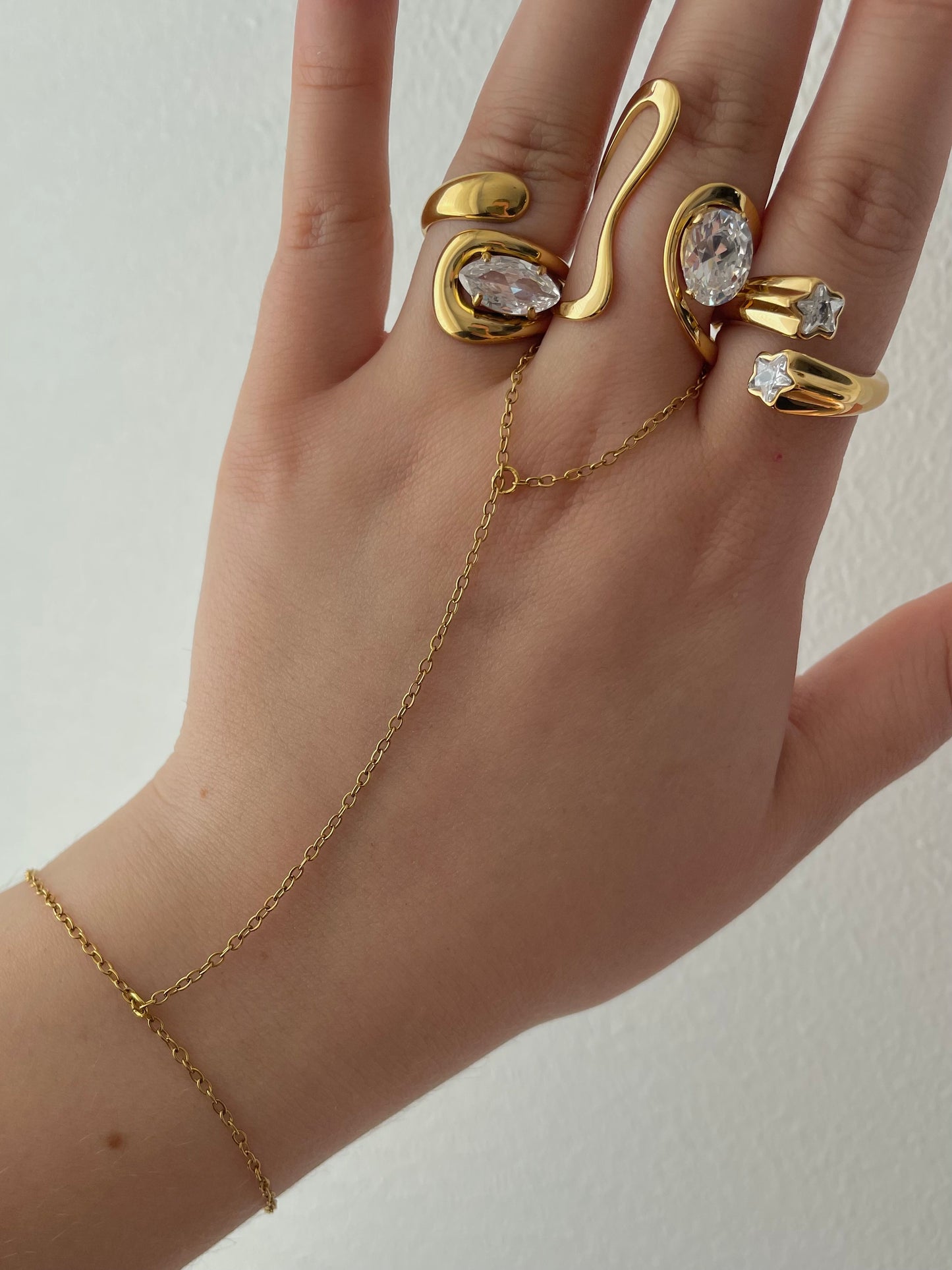 Hand Chain Bracelet, Stainless steel, golden