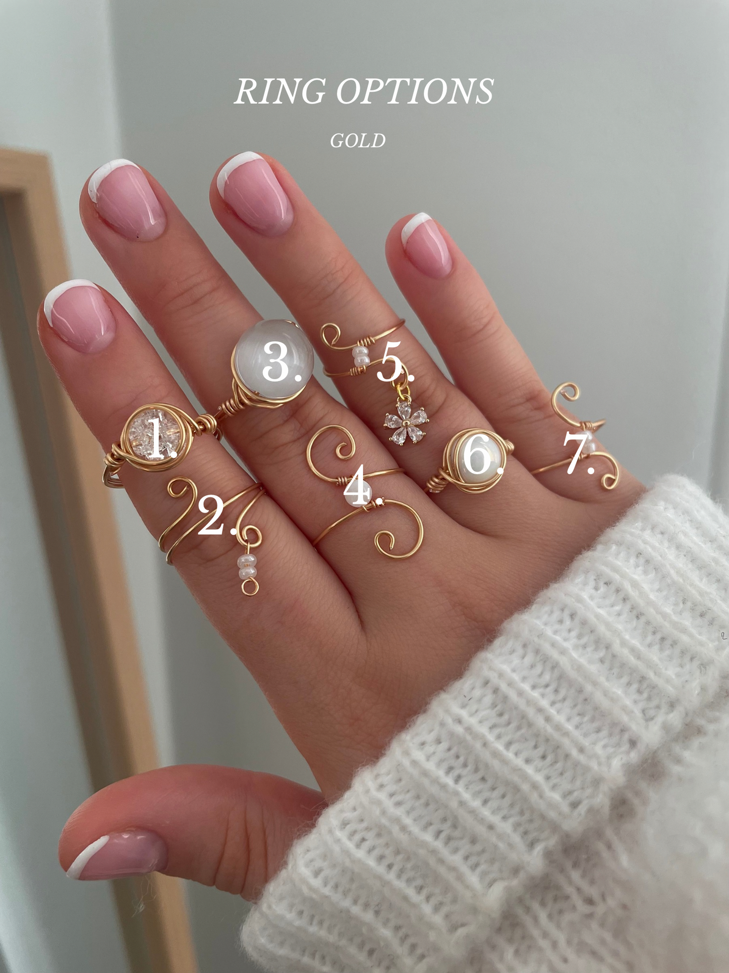 2x gold ring bundle, wire wrapped ring stack