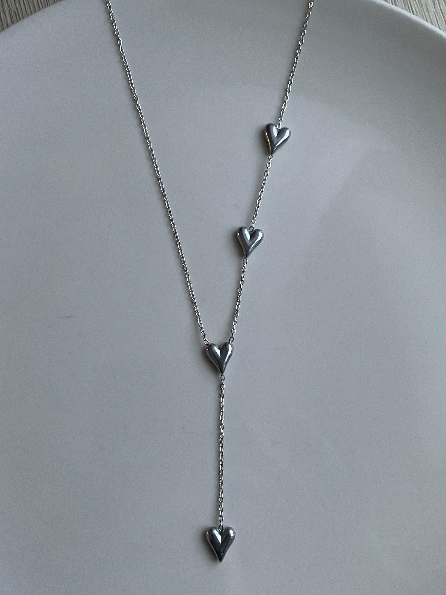 Silvery Heart stacking necklace
