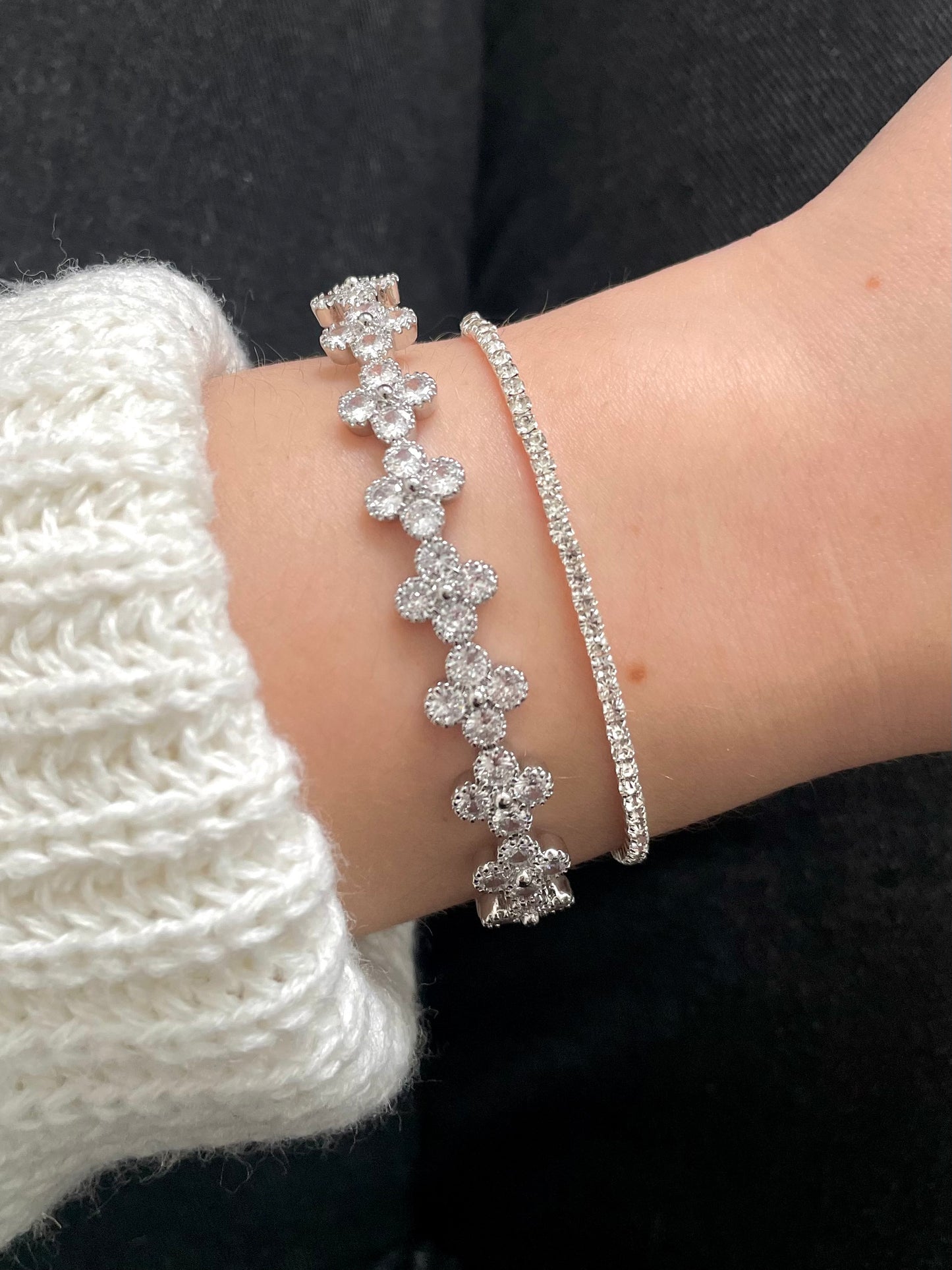 2x bracelet set, silvery