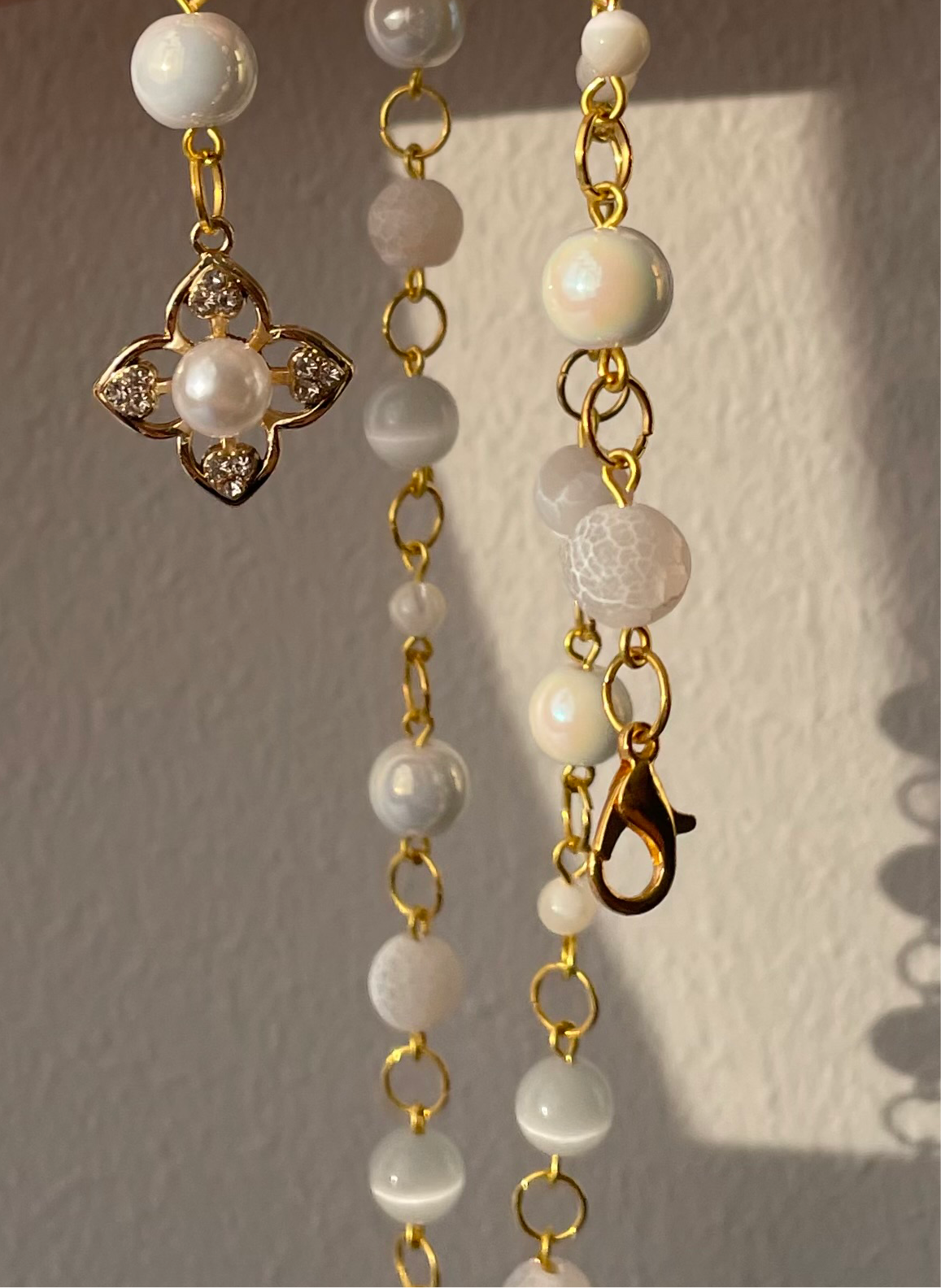 Celestia necklace - Long Natural Stone necklace, layering Y-necklace, handmade in Finland
