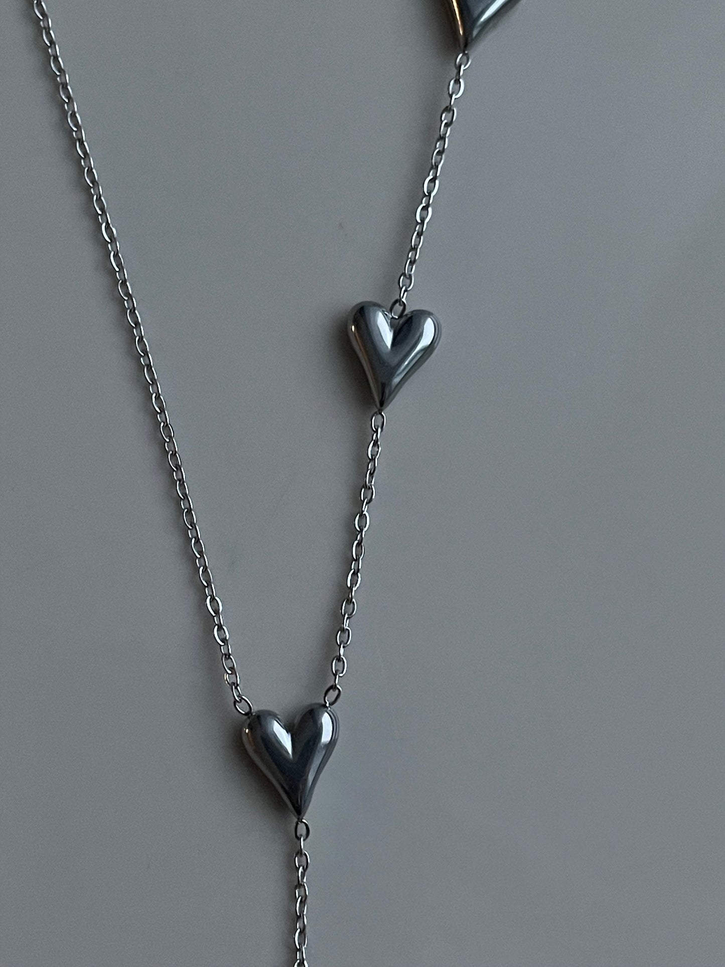 Silvery Heart stacking necklace