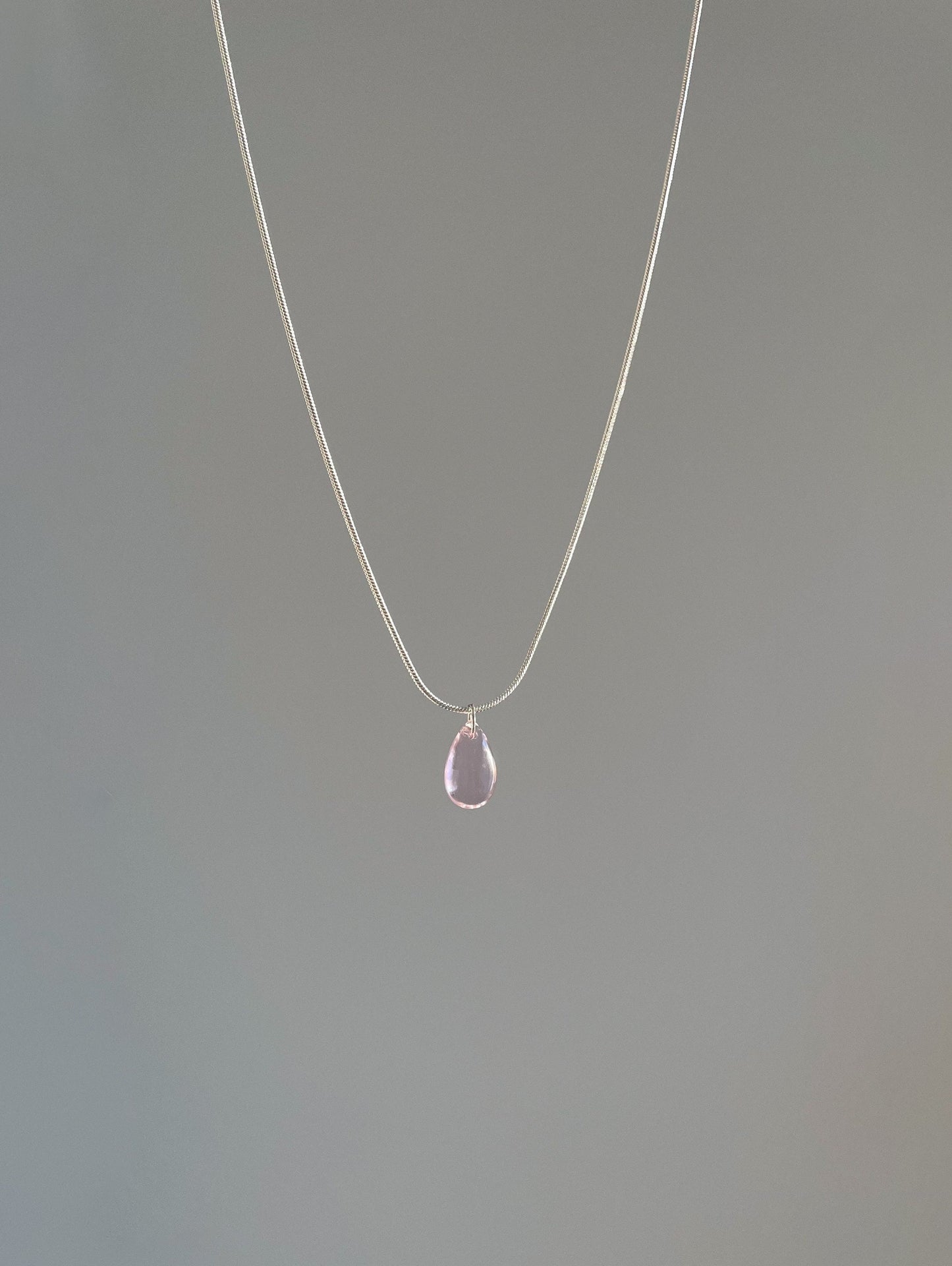 Light Pink Glass Teardrop Jewelry Set, Glass earrings and Necklace, transparent jewelry, glass beaded set, Mother's Day Gifts, waterdrop, drop earrings, Bridal Jewelry set, Crystal Jewelry set