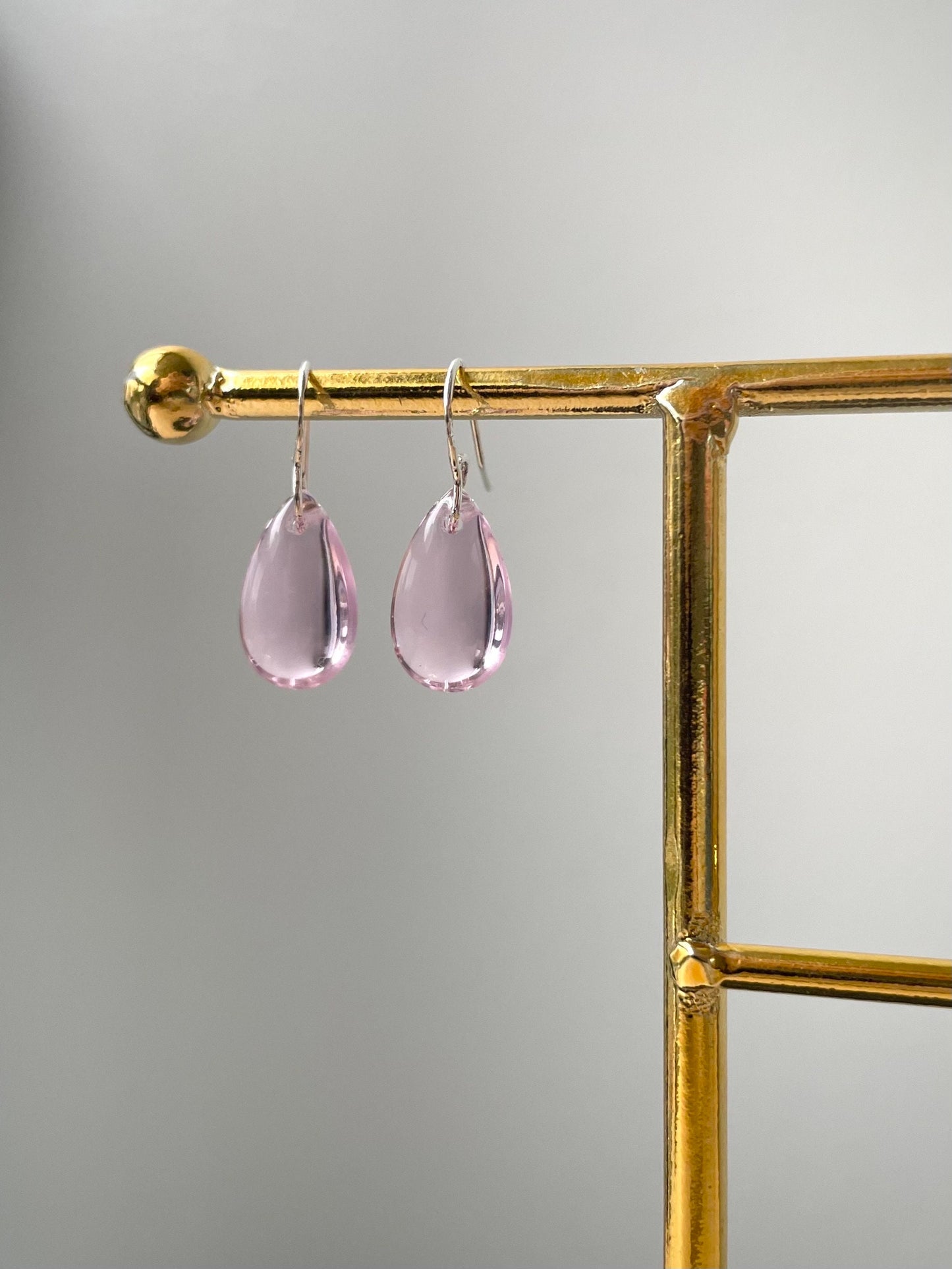 Light Pink Glass Teardrop Jewelry Set, Glass earrings and Necklace, transparent jewelry, glass beaded set, Mother's Day Gifts, waterdrop, drop earrings, Bridal Jewelry set, Crystal Jewelry set