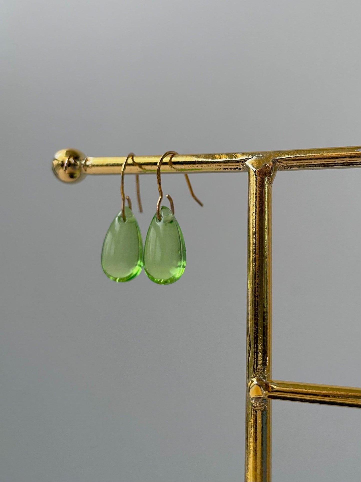 Green Glass Teardrop Jewelry Set, Glass earrings and Necklace, transparent jewelry, glass beaded set, Mother's Day Gifts, waterdrop, drop earrings, Bridal Jewelry set, Crystal Jewelry set