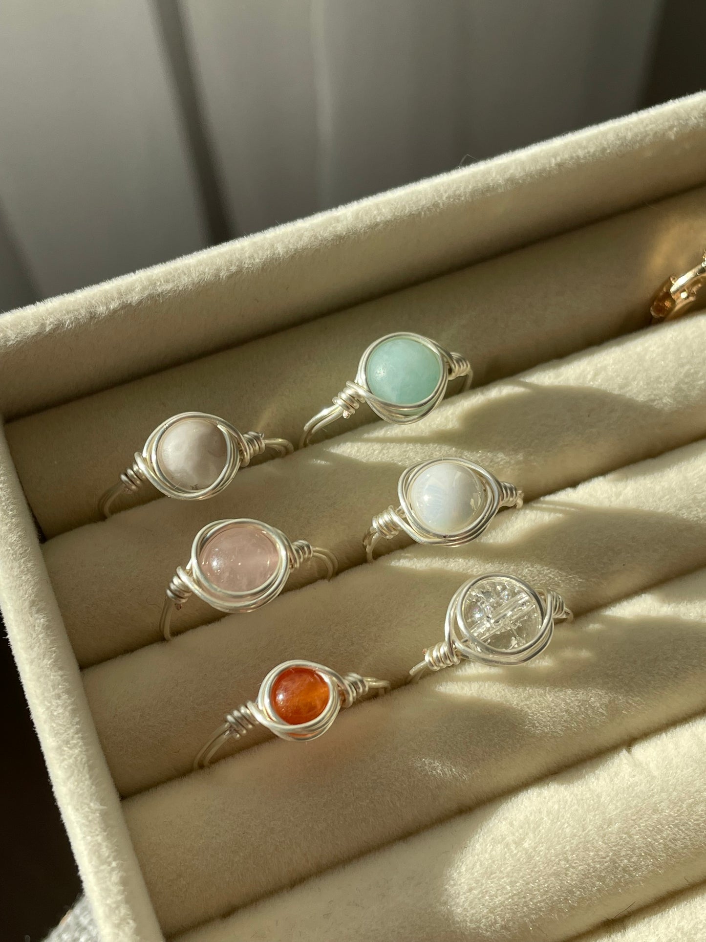 Wire wrapped rings, silver