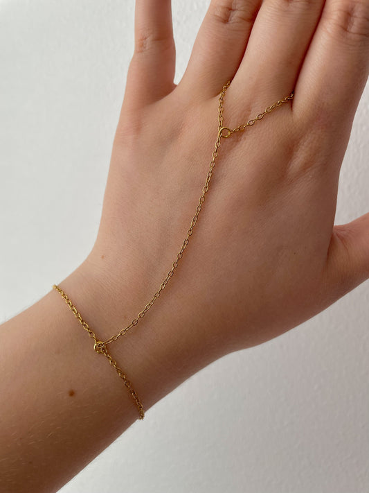 Hand Chain Bracelet, Stainless steel, golden