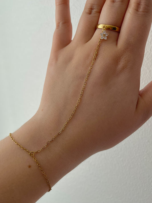 Hand Chain Bracelet, Stainless steel, golden