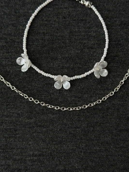 Aava bracelet stack, silver