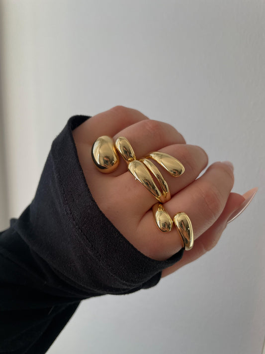 Adjustable Gold jewelry set, Irregular unique design Y2K stacking rings, Stainless steel