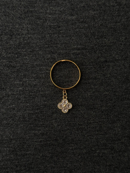 Dangle Clover Ring, gold
