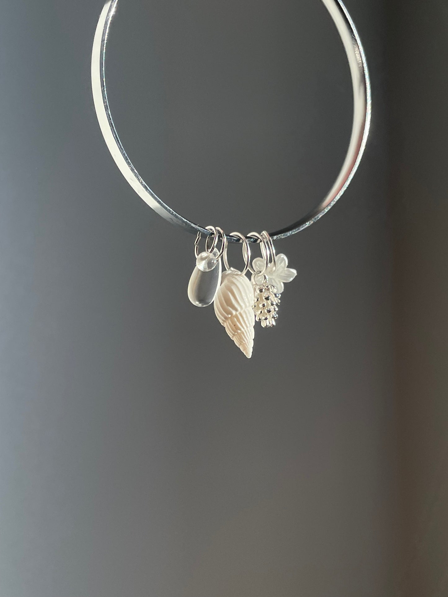 Luna charm bangle, stainless steel, silver