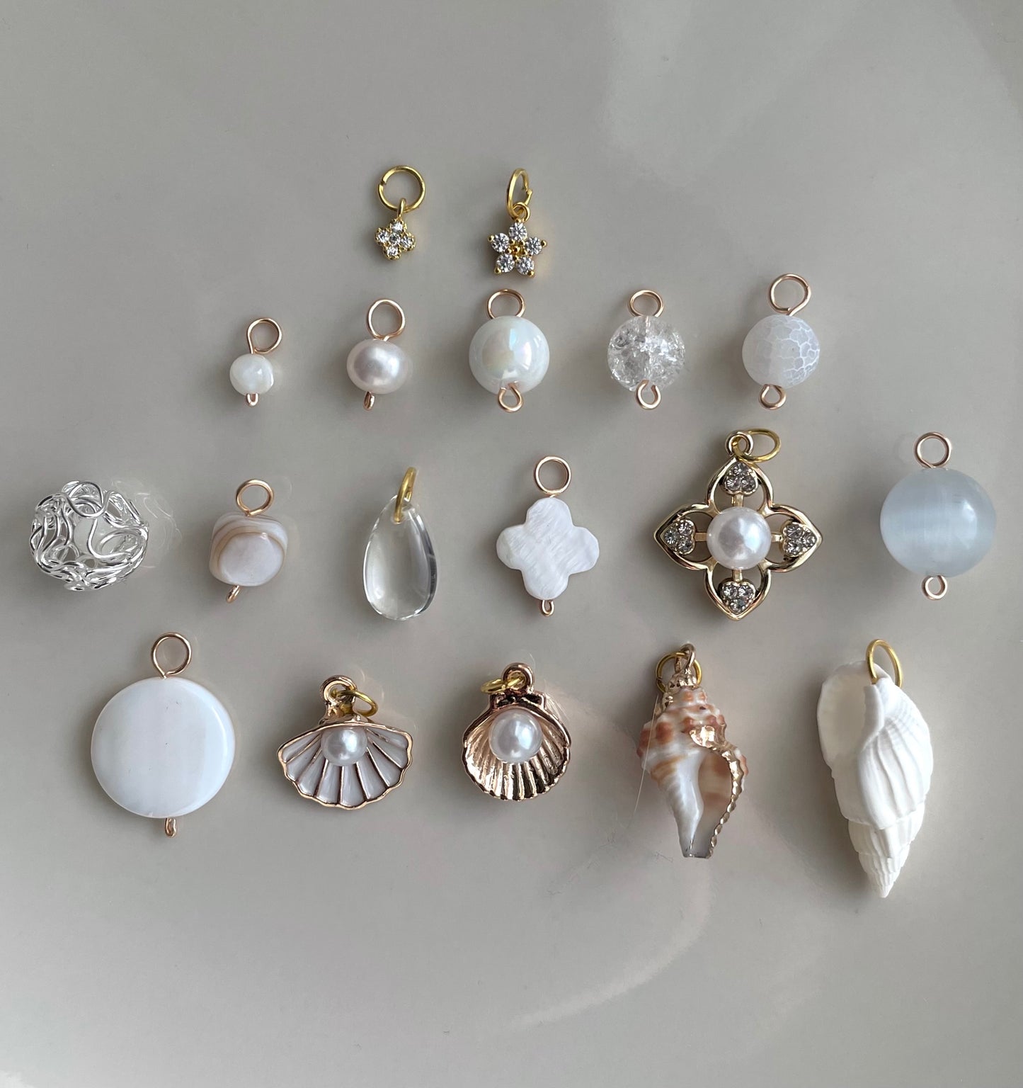White Shell Charm for earrings/necklace