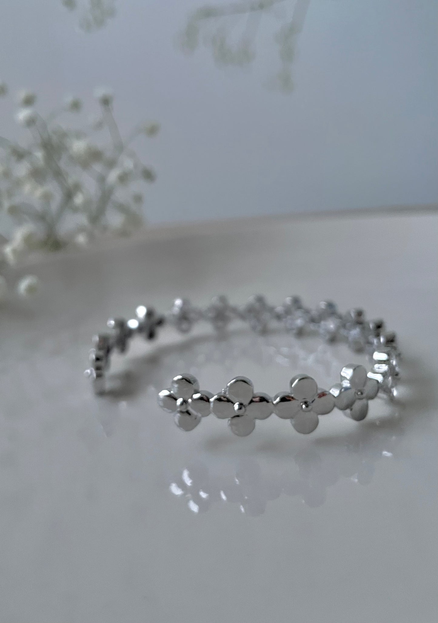 PREORDER | 5.5. Silver Rhinestone four clover bracelet jewelry, 925 silver plated diamond, stainless steel, adjustable