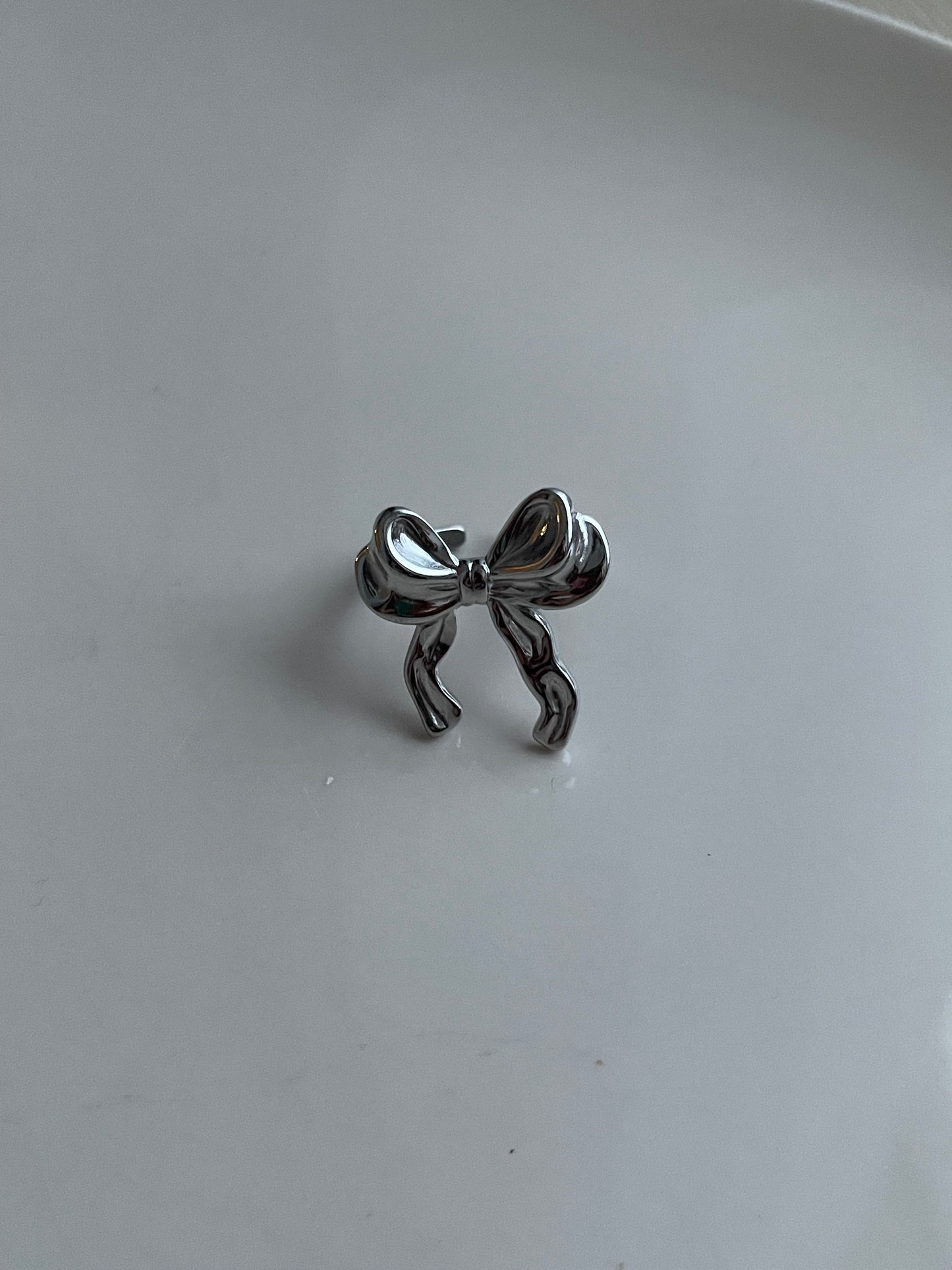 Silvery Bow ring, stacking rings