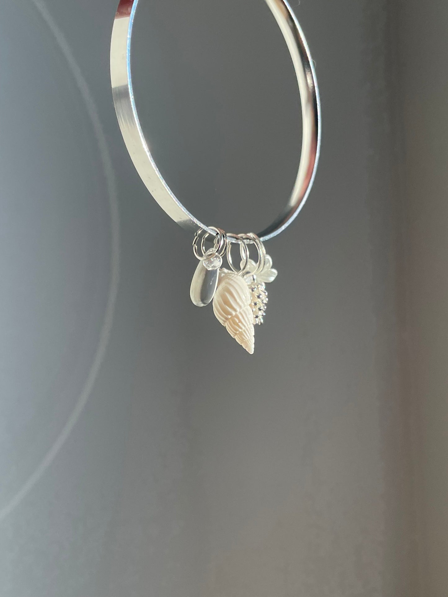 Luna charm bangle, stainless steel, silver