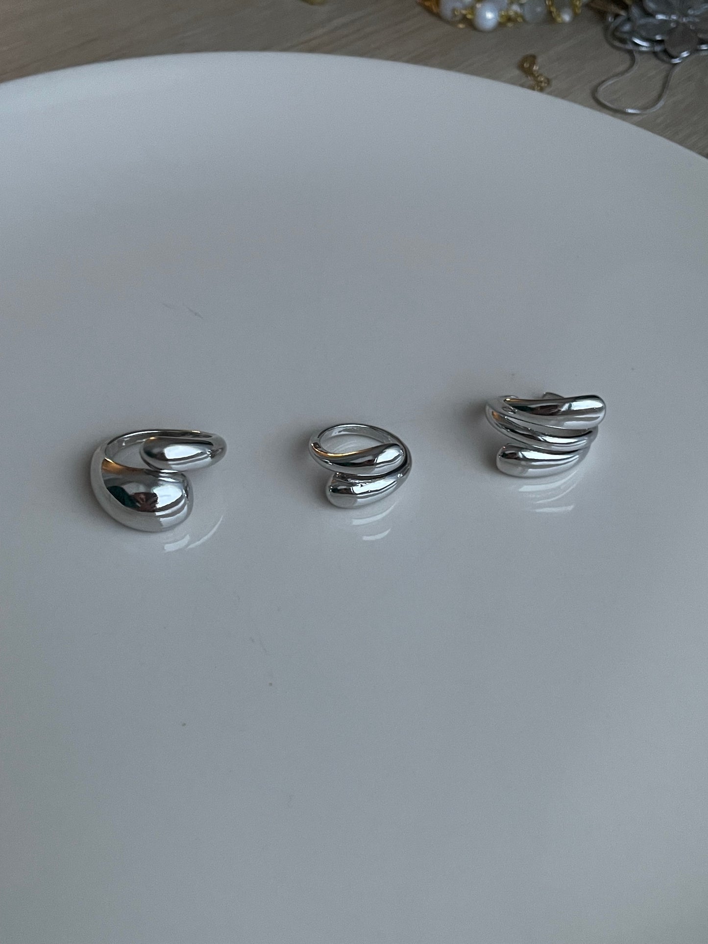 Adjustable Silvery jewelry set, Irregular unique design Y2K stacking rings, Stainless steel