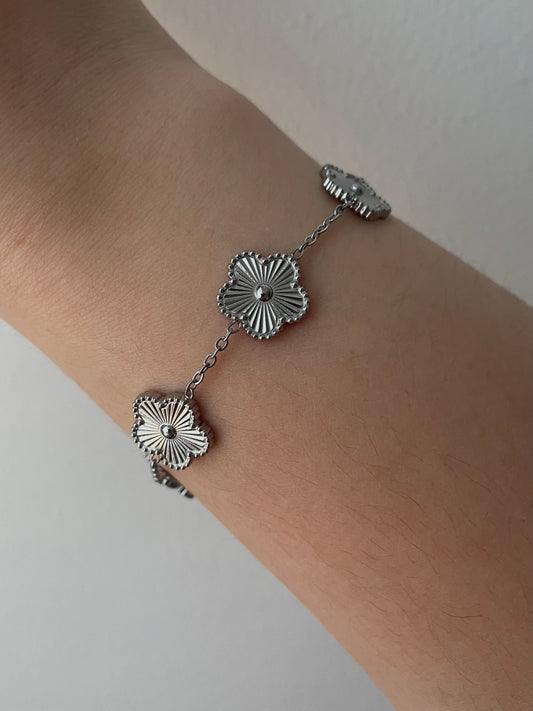 Clover flower bracelet, stainless steel, silvery jewelry, trendy