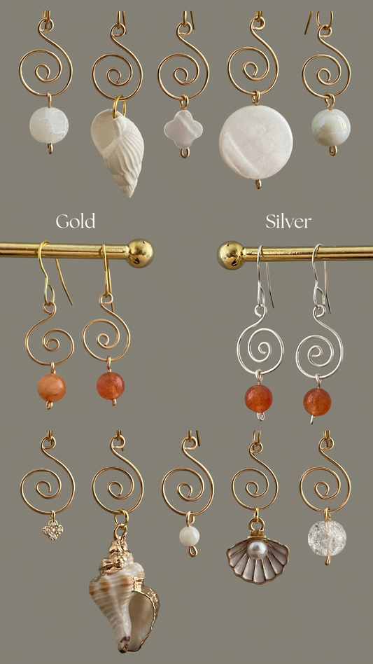 Choose your charm earrings, gold/silver