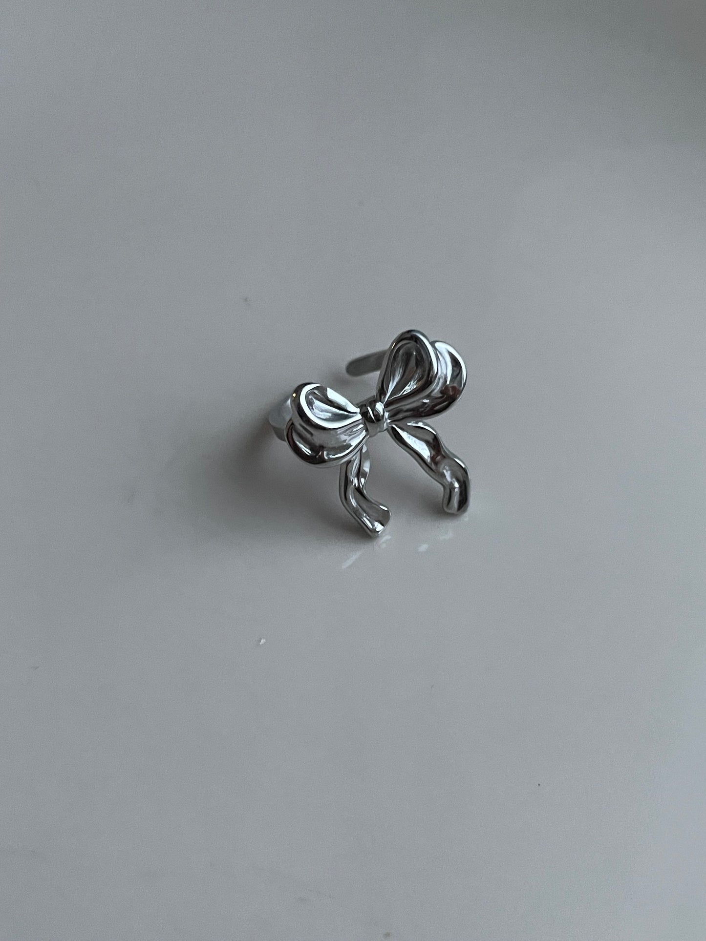 Silvery Bow ring, stacking rings
