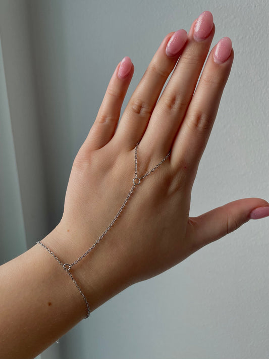 Hand Chain Bracelet, Stainless steel, silver