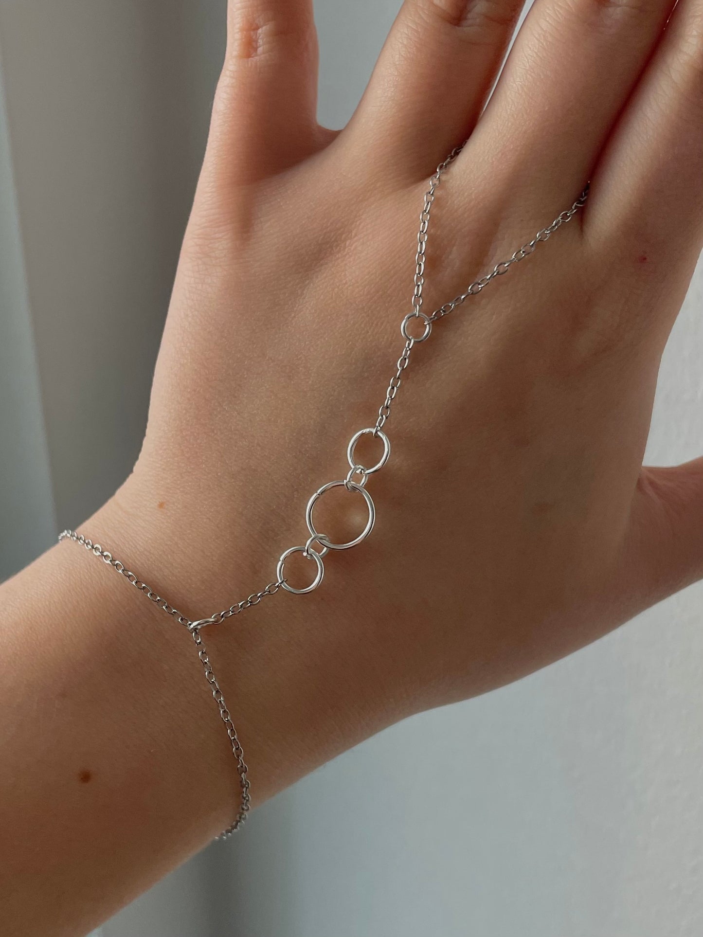 Hand Chain Bracelet, Stainless steel, silver