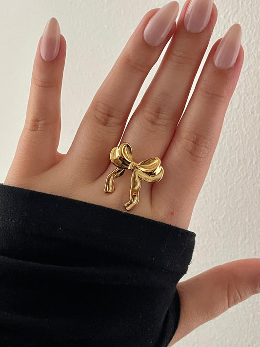 Golden Bow ring, stacking rings
