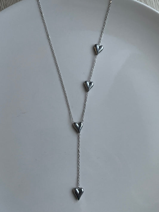 Silvery Heart stacking necklace