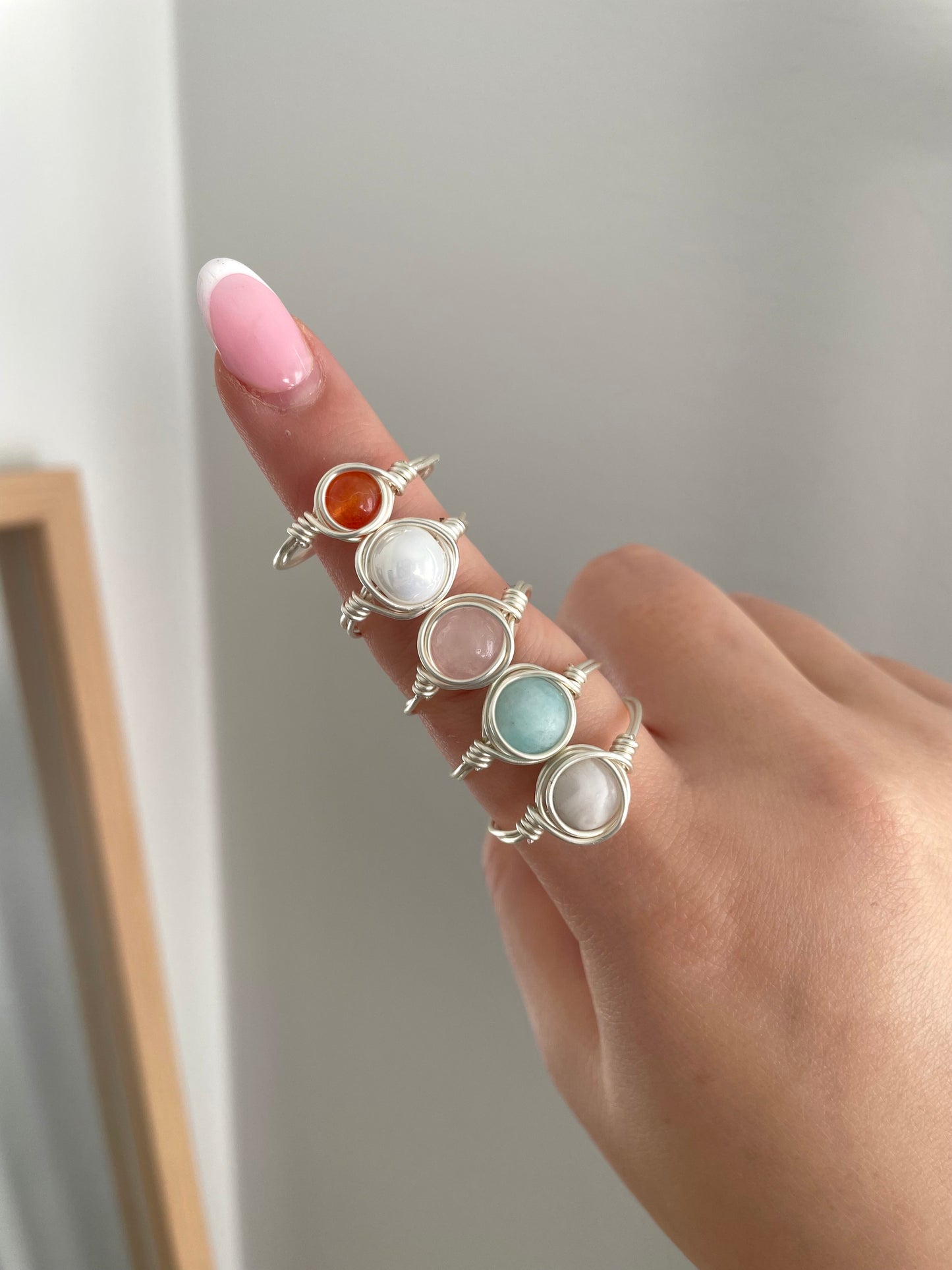 Wire wrapped rings, silver