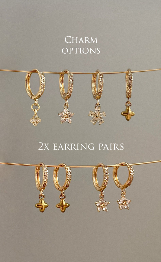 2x pairs of earrings, dainty charms