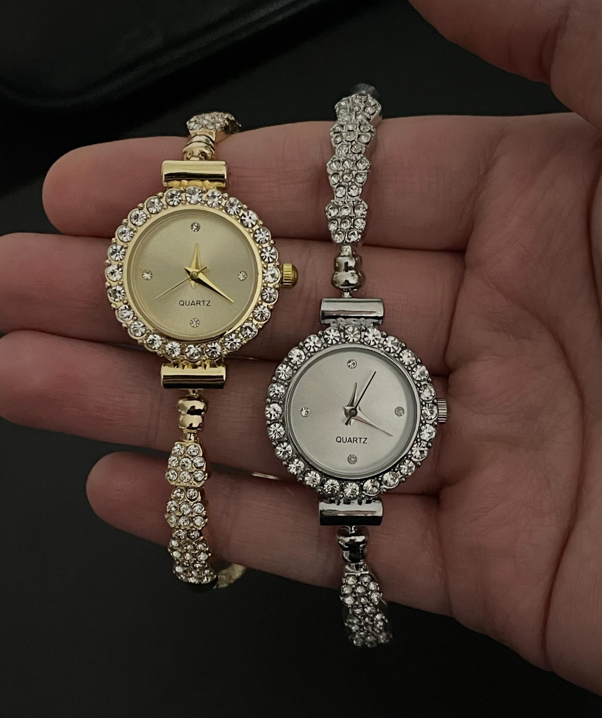 Silver Rhinestone bracelet watch, adjustable luxury bracelet, Quartz watch, stainless steel  